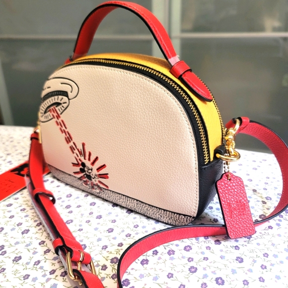 New Coach Disney Mickey Mouse Keith Haring Serena Satchel Crossbody bag - Picture 3 of 7